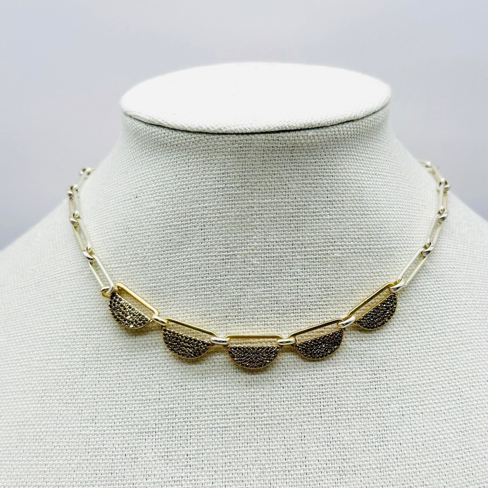 Lucky Brand Necklace Two-Tone Semi-Precious Accents Modern Link Chain